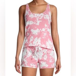 Calvin Klein Carousel Racerback Tank and Shorts Pajama Set Pink White